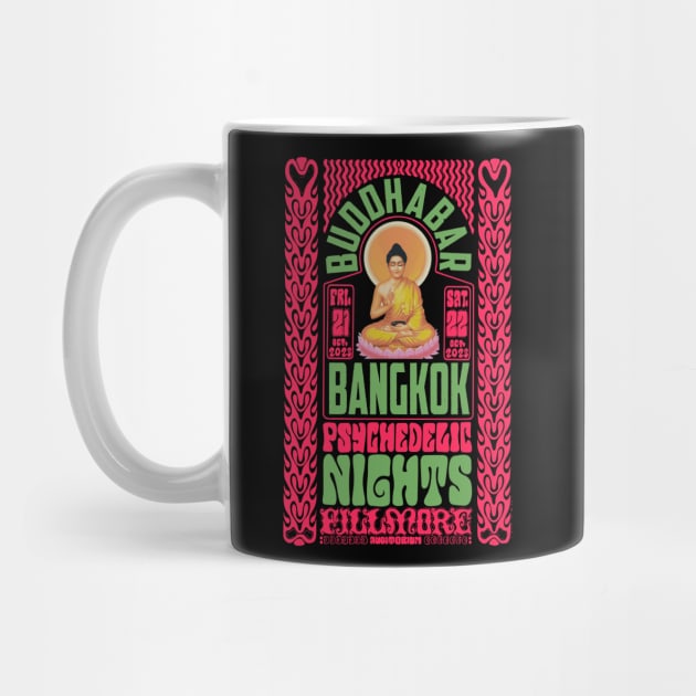 Psychedelic Nights at Bangkok Buddha Bar - Vintage Poster Design by Boogosh